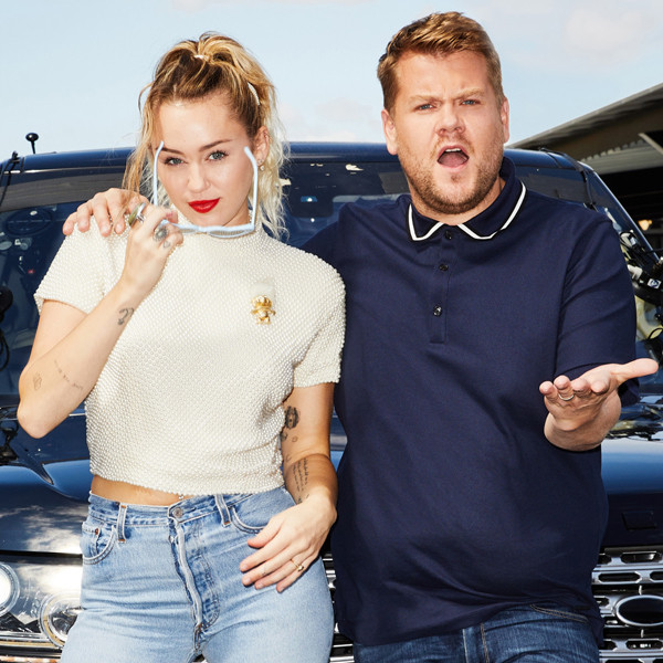 Miley Cyrus, James Corden, The Late Late Show Miley Cyrus, James Corden, The Late Late Show